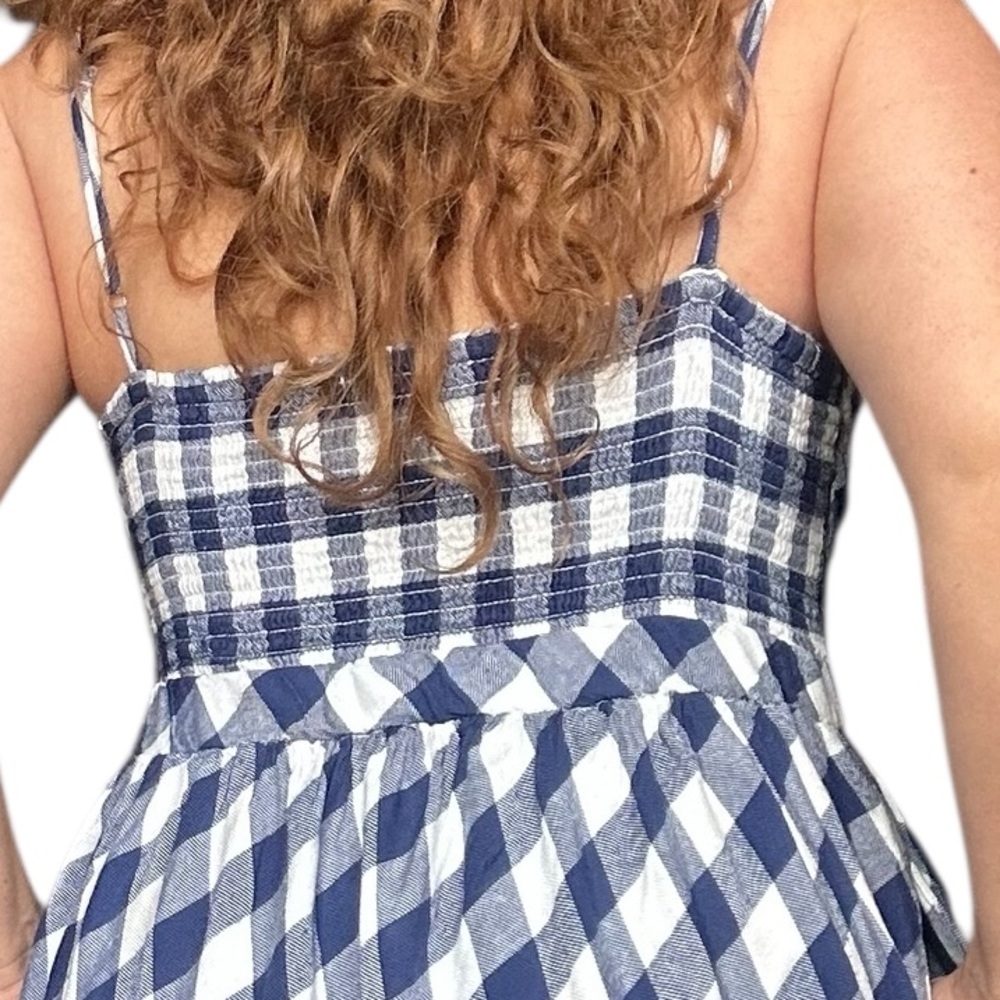Dex -  Navy and White Gingham Tie-Front Midi Dress - Small - Picture 8 of 12